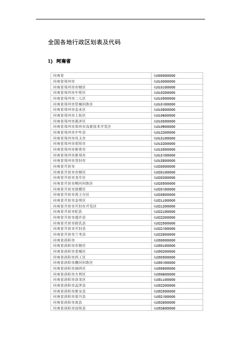 河南省行政区划分