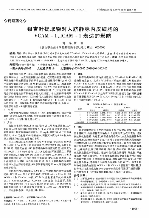 银杏叶提取物对人脐静脉内皮细胞的VCAM-1、ICAM-1表达的影响