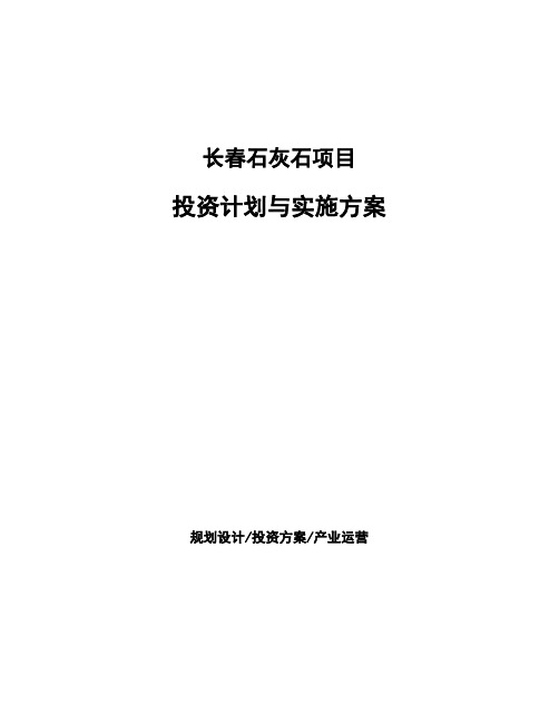 长春石灰石项目投资计划与实施方案