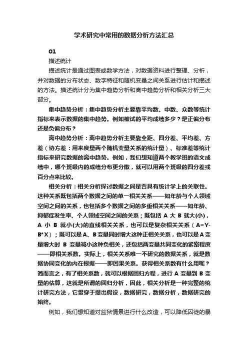 学术研究中常用的数据分析方法汇总