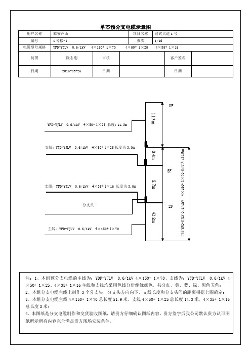 雅安卢山-单芯预分支电缆示意图