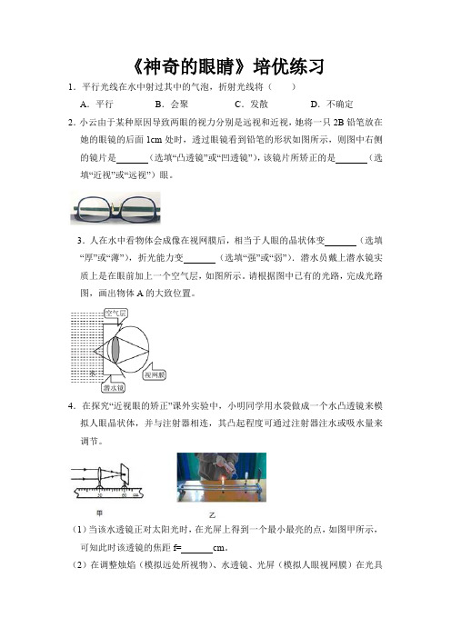 沪科版八年级物理全一册培优练习题 神奇的眼睛1