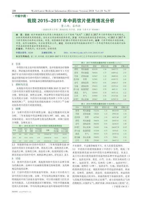 我院2015-2017年中药饮片使用情况分析