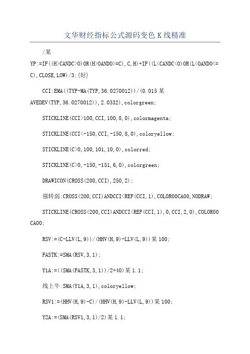 文华财经指标公式源码变色K线精准