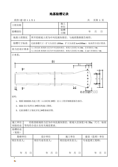 人工挖孔桩地基验槽记录