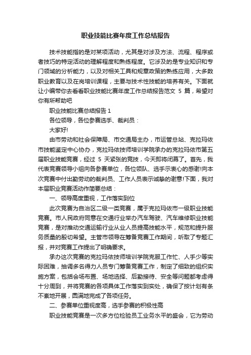 职业技能比赛年度工作总结报告