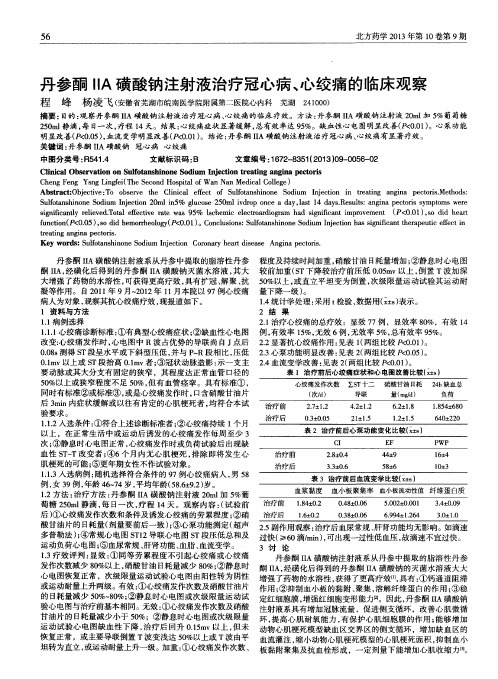 丹参酮IIA磺酸钠注射液治疗冠心病、心绞痛的临床观察