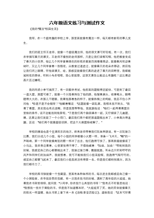 六年级语文练习与测试作文