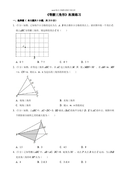 人教版八年级数学上《等腰三角形》拓展练习