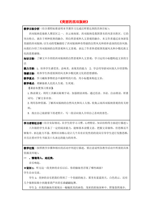 八年级语文上册第四单元19《美丽的西双版纳》文字素材苏教版