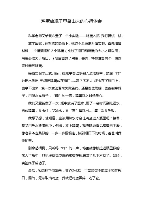 鸡蛋放瓶子里拿出来的心得体会