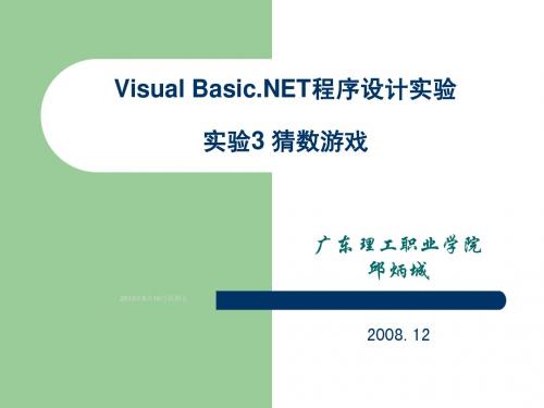 VB上机实验手册 实验3 猜数游戏