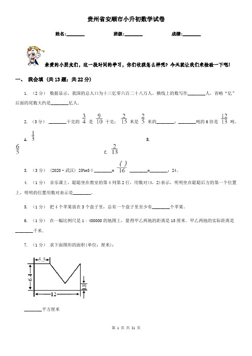 贵州省安顺市小升初数学试卷