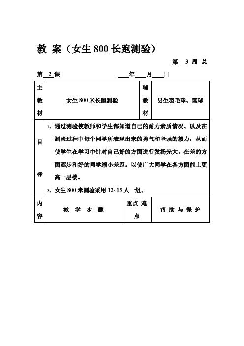 女生800长跑测验-【名师经典教学设计课件】