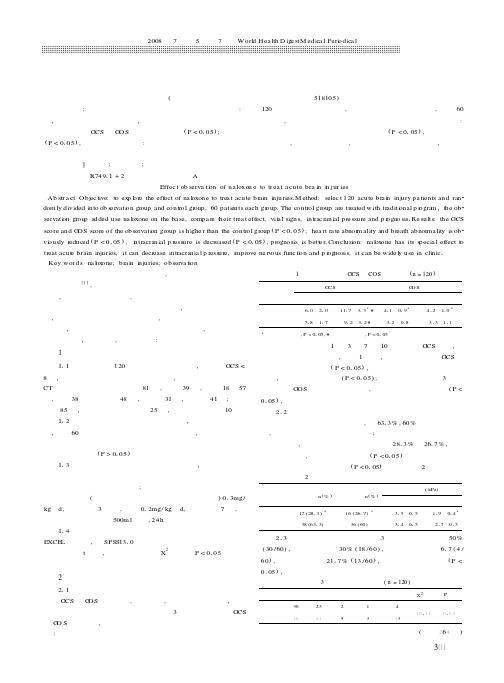 盐酸纳洛酮治疗急性脑外伤疗效观察