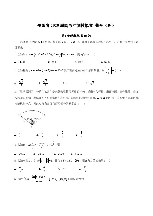 安徽省2020届高考冲刺模拟卷 数学(理)【含答案】