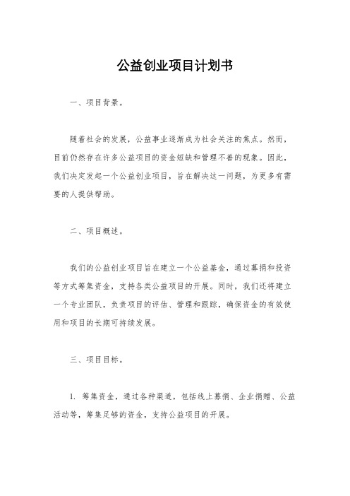 公益创业项目计划书