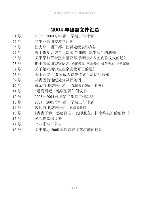 2004年团委文件汇总
