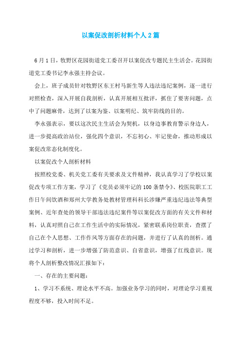 以案促改剖析材料个人2篇