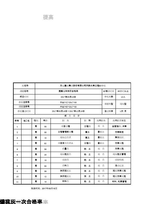 (QC成果)提高墙体抹灰一次合格率 