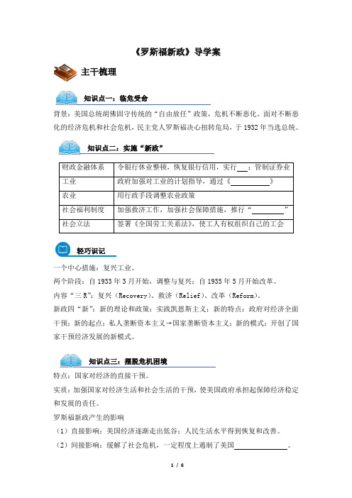 人教版高中历史必修二18《罗斯福新政》导学案