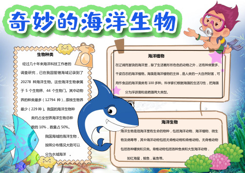 奇妙的海洋生物无脊椎Word手抄报