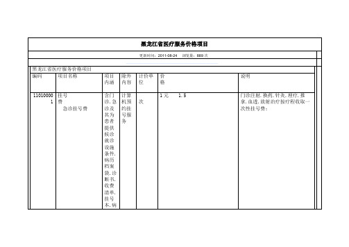 黑龙江医疗收费