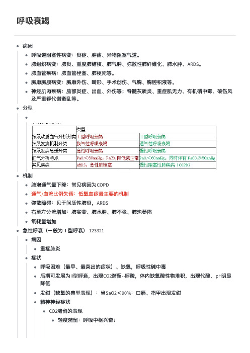 呼吸衰竭 学习笔记