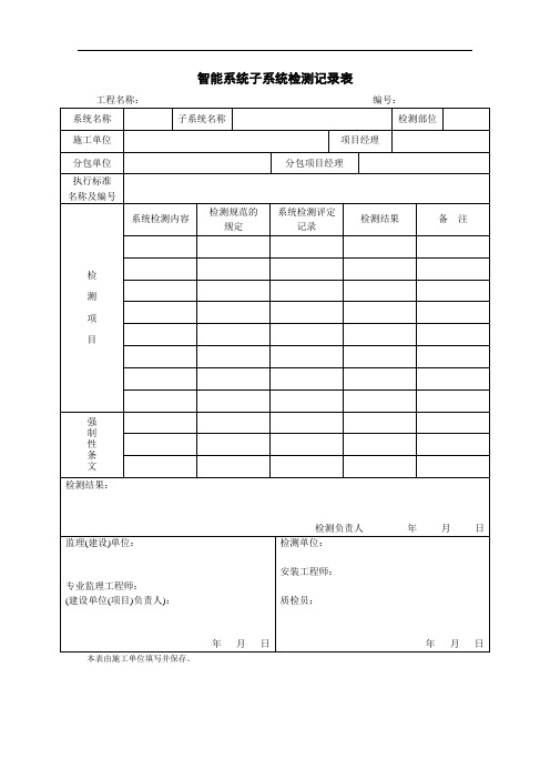 智能系统子系统检测记录表