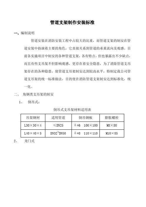 管道支架制作安装标准