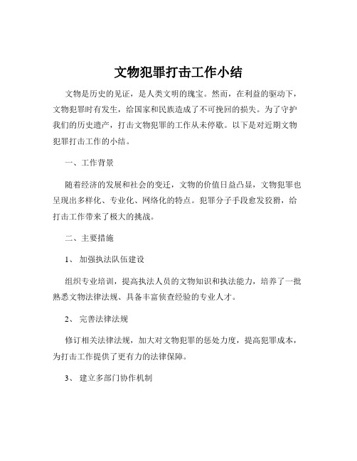 文物犯罪打击工作小结