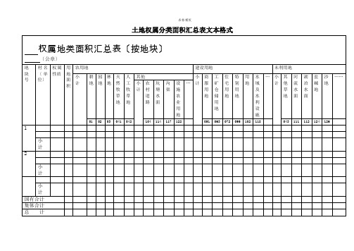 土地权属分类面积汇总表文本格式