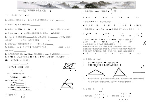 初一数学下学期期末模拟试卷.docx