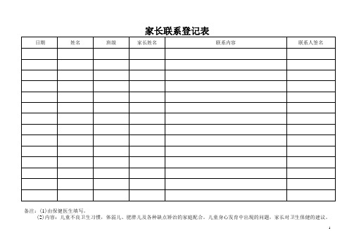 幼儿园常用表格1(16个)