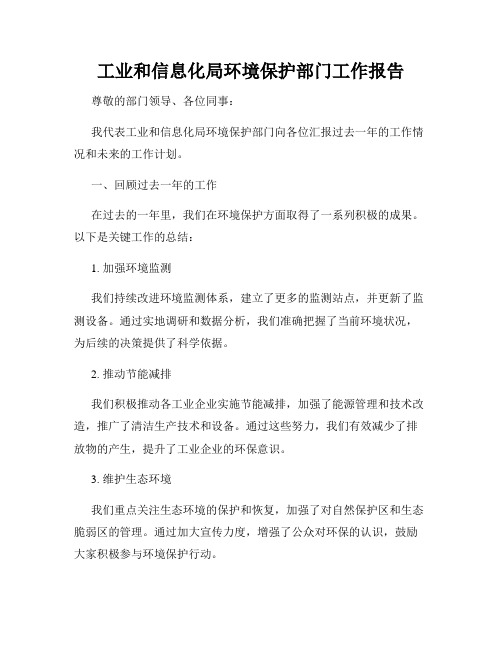 工业和信息化局环境保护部门工作报告