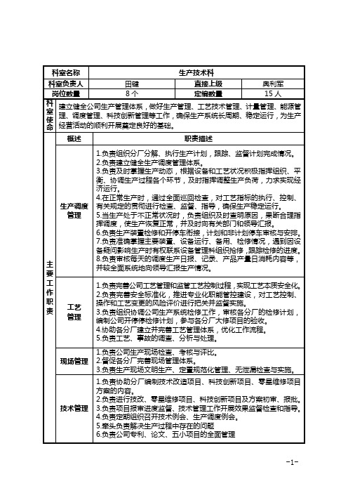 生技科职责说明书