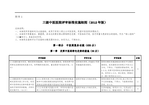 三级中医医院评审细则(正式印发稿)