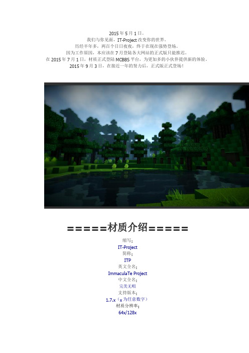 Minecraft我的世界IT-Project材质简介