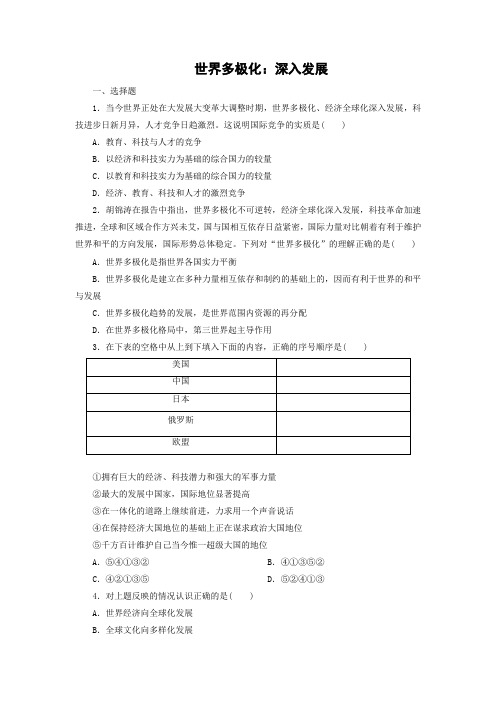 课时作业24：9.2 世界多极化：深入发展