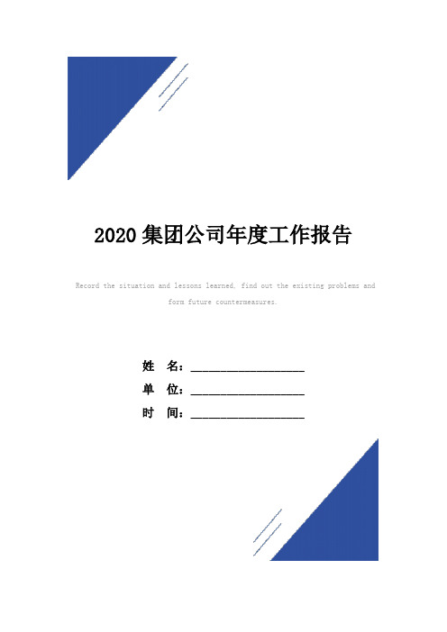 2020集团公司年度工作报告范本