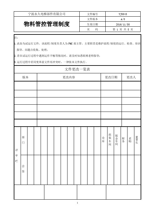 物料管控管理制度