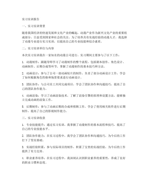 动漫的实习实训报告