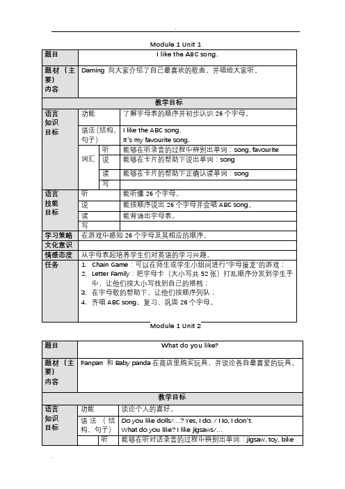 外研版一年级起点二年级上册英语教案全册