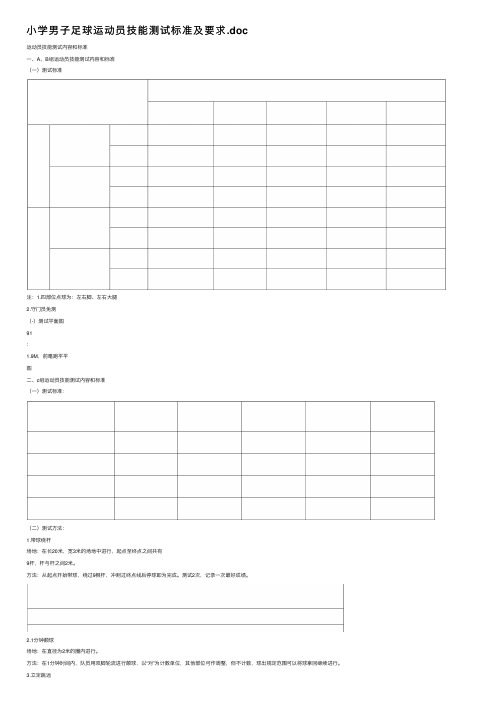 小学男子足球运动员技能测试标准及要求.doc