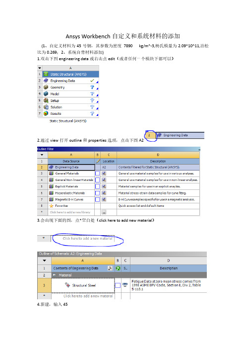 Ansys Workbench自定义和系统材料的添加