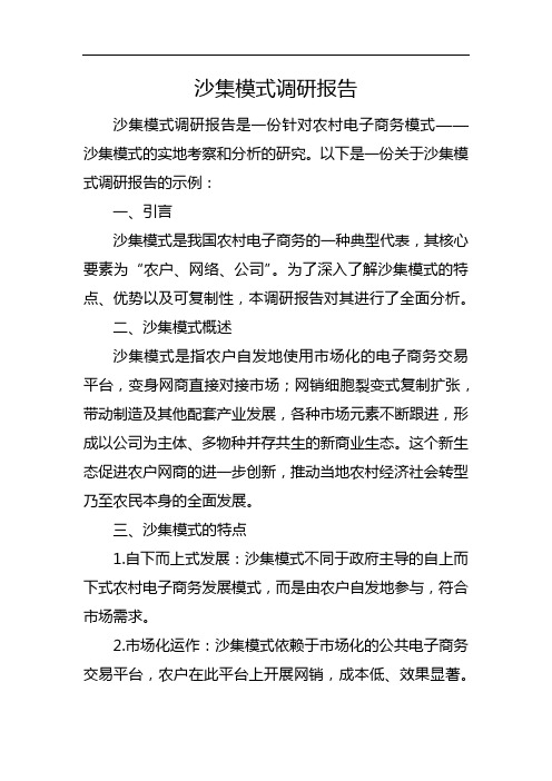 沙集模式调研报告