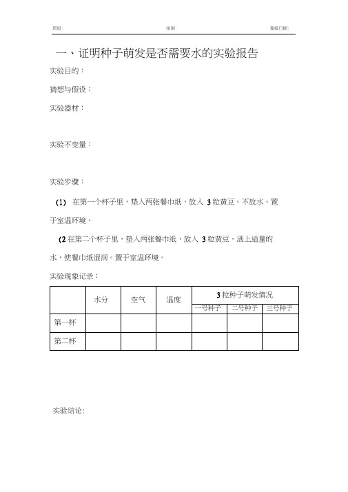 种子发芽实验记录表