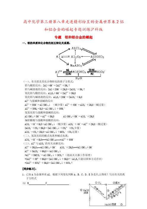 高中化学第三册第八章走进精彩纷呈的金属世界8.2铝和铝合金的崛起专题训练沪科版