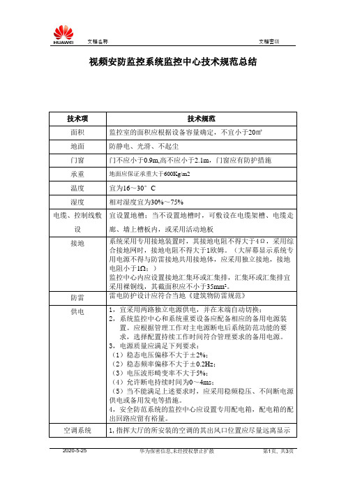 视频安防监控系统监控中心技术规范总结