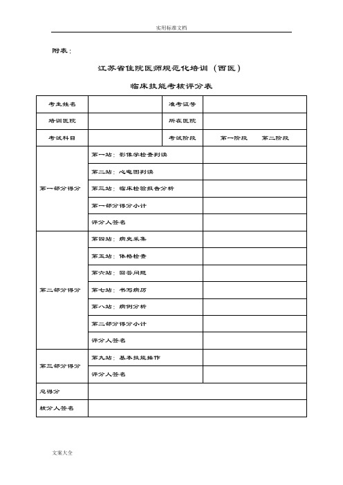 3-附件2-3江苏省住院医师要求规范化培训(西医)临床技能考核评分表